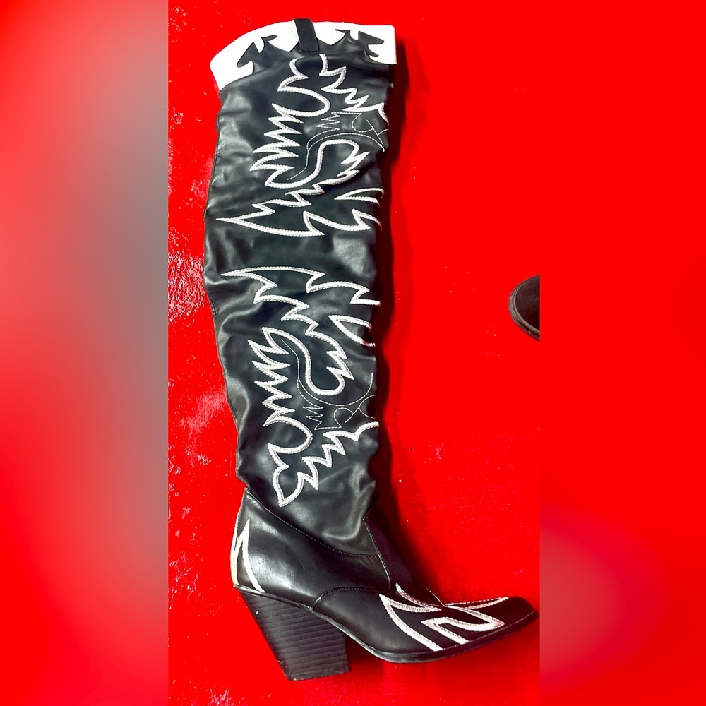 Black and White Heeled Boots